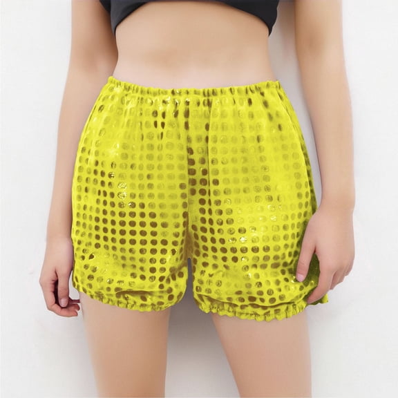 Cethrio Kids Girls Summer Shorts, Performance Summer Gifts Elastic Waist Dancewear Shorts Gold Size 6-7 T