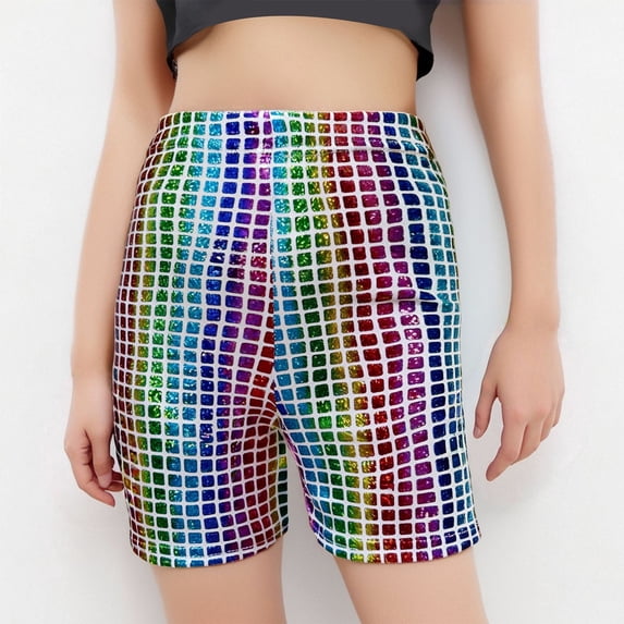 Cethrio Kids Girls Summer Shorts, Summer Performance Fashion Elastic Waist Dancewear Shorts Multicolor Size 3-4 T