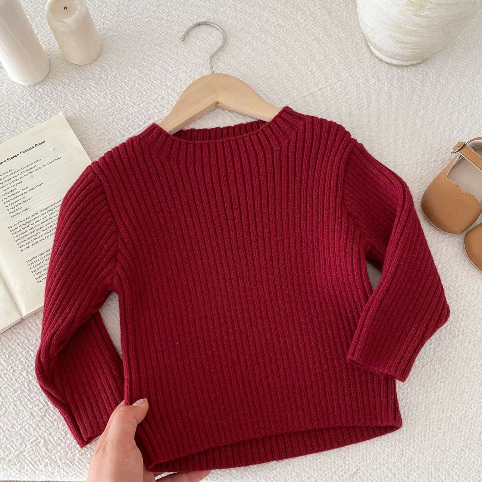 Cethrio Kids Girls Sweaters, Knitted Crewneck Long Sleeve Kids 