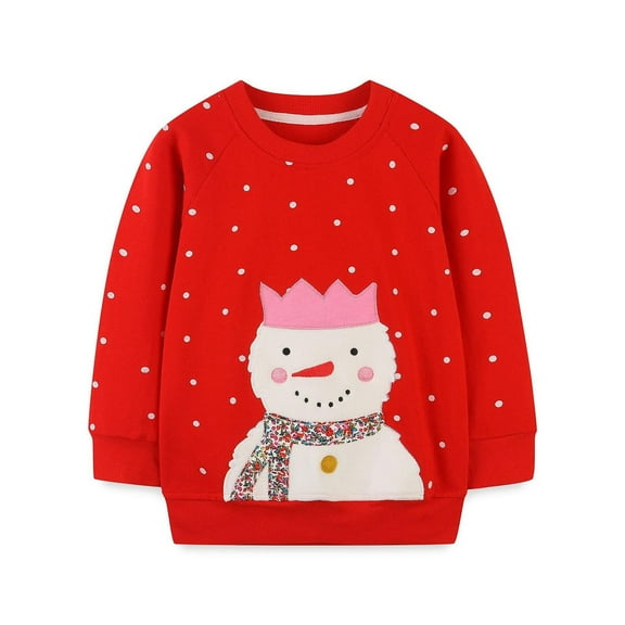 Cethrio Kids Girls Sweatshirts, Long Sleeve Cotton Printed Casual Spring Fall Tops Red Size 6 T