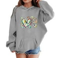 thumbnail image 1 of Cethrio Kids Girls Sweatshirts, Pullover Long Sleeve Hooded Spring and Autumn Tops Gray Size 5-6 T, 1 of 3