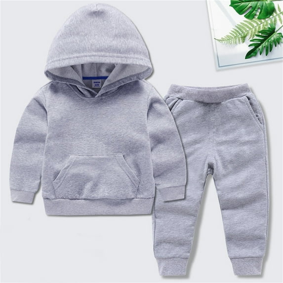 Cethrio Kids Girls Sweatsuit 2PC Cotton Long Sleeve Hoodie and Soft Fall Winter Clothes Sweatpants Set Gray Size 9-10 Years