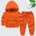 thumbnail image 1 of Cethrio Boys Girls Outfit Sets, Hooded Long Sleeve Cotton Sweatshirt and Sweatpants Set Orange Size 5-6 T, 1 of 5