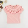 thumbnail image 1 of Cethrio Kids Girls T-Shirts 2025, Casual Ruffle Gifts Summer Short Sleeve Tops Pink Size 3-4 T, 1 of 9