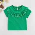thumbnail image 1 of Cethrio Kids Girls T-Shirts 2025, Gifts Ruffle Casual Summer Short Sleeve Tops Green Size 4-5 T, 1 of 9