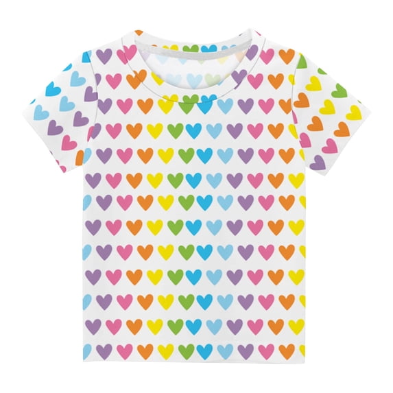Cethrio Toddler Girls T-Shirts, Crew Neck Cute Print Short Sleeve Summer Tops Multicolor Size 4-5 T