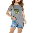 thumbnail image 1 of Cethrio Kids Girls T Shirts, Crewneck Short Sleeve Casual Printed Summer Tops Gray Size 3T, 1 of 4