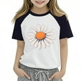 thumbnail image 1 of Cethrio Kids Girls T-shirts, Short Sleeve Casual Summer Crewneck Graphic Tees Black Size 6, 1 of 4
