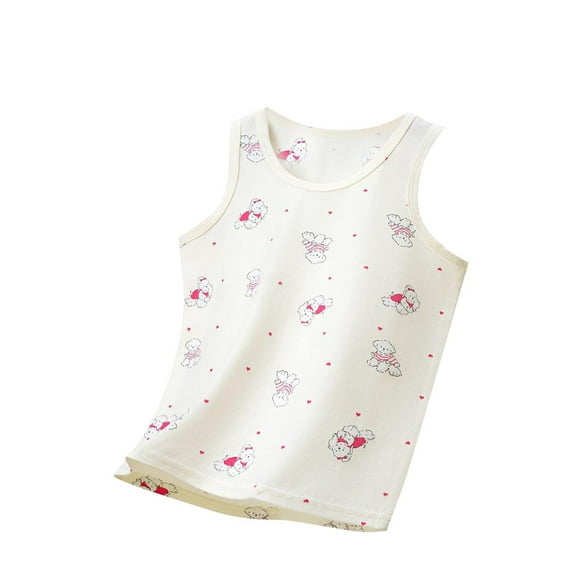 Cethrio Kids Girls Tank Tops 2025, Printed Athletic Cotton Sleeveless Summer Shirts White Size 4-5 T