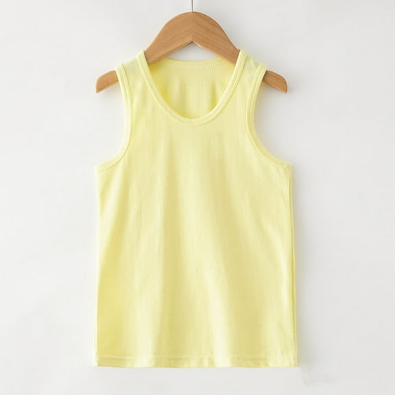 Cethrio Kids Girls Tank Tops, Cotton Soft Comfy Sleeveless Summer Clothes Yellow Size 2 T