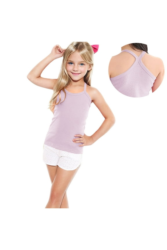 Toddler Girls Tank Tops, Sleeveless Cotton Athletic Casual Summer Shirts Pink Size 1-2 T