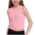 thumbnail image 1 of Cethrio Kids Girls Tank Tops, Summer Crewneck Stretch Sleeveless Athletic Shirts Pink Size 5-6 T, 1 of 7