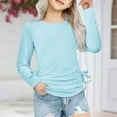 thumbnail image 1 of Cethrio Kids Girls Tops, Casual Long Sleeve Gifts 2025 Shirts Blouses Light Blue Size 3-4 T, 1 of 6