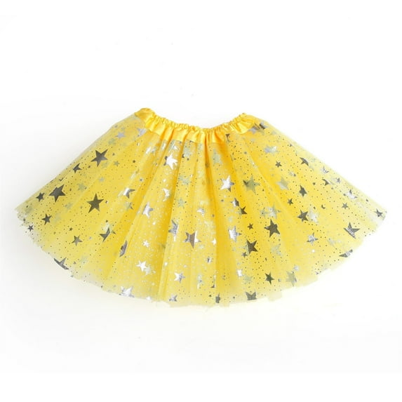 Cethrio Toddler Girls Tutu Skirts, Gifts Summer Dance Elastic Waist Mini Skirts Yellow Size 1-6 T