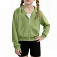 thumbnail image 1 of Cethrio Kids Girls Zip up Hoodies, Spring Fall Long Sleeve Casual Athletic Girls Sweatshirts Green Size 5T, 1 of 8