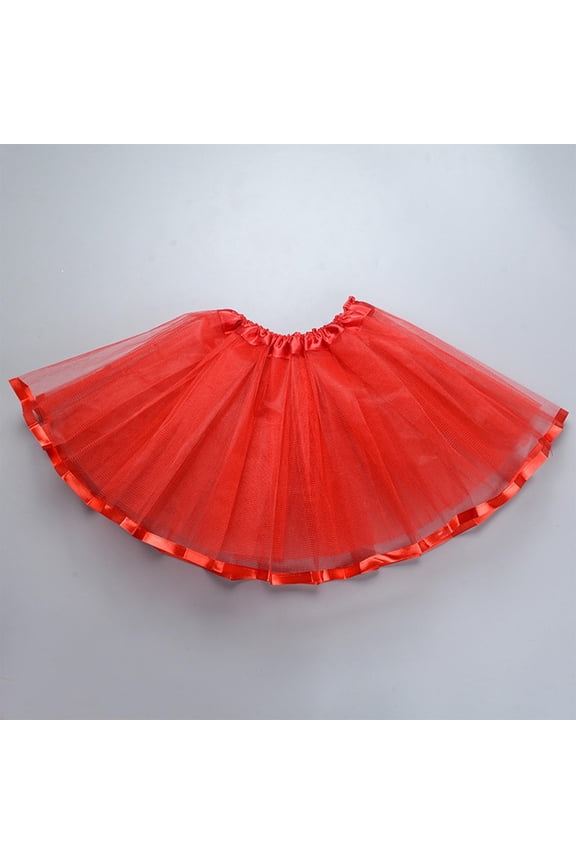 Tutu Skirts for Kids Girls, Dance Summer Party Elastic Waist Princess Skirts Red Size 1-3 T