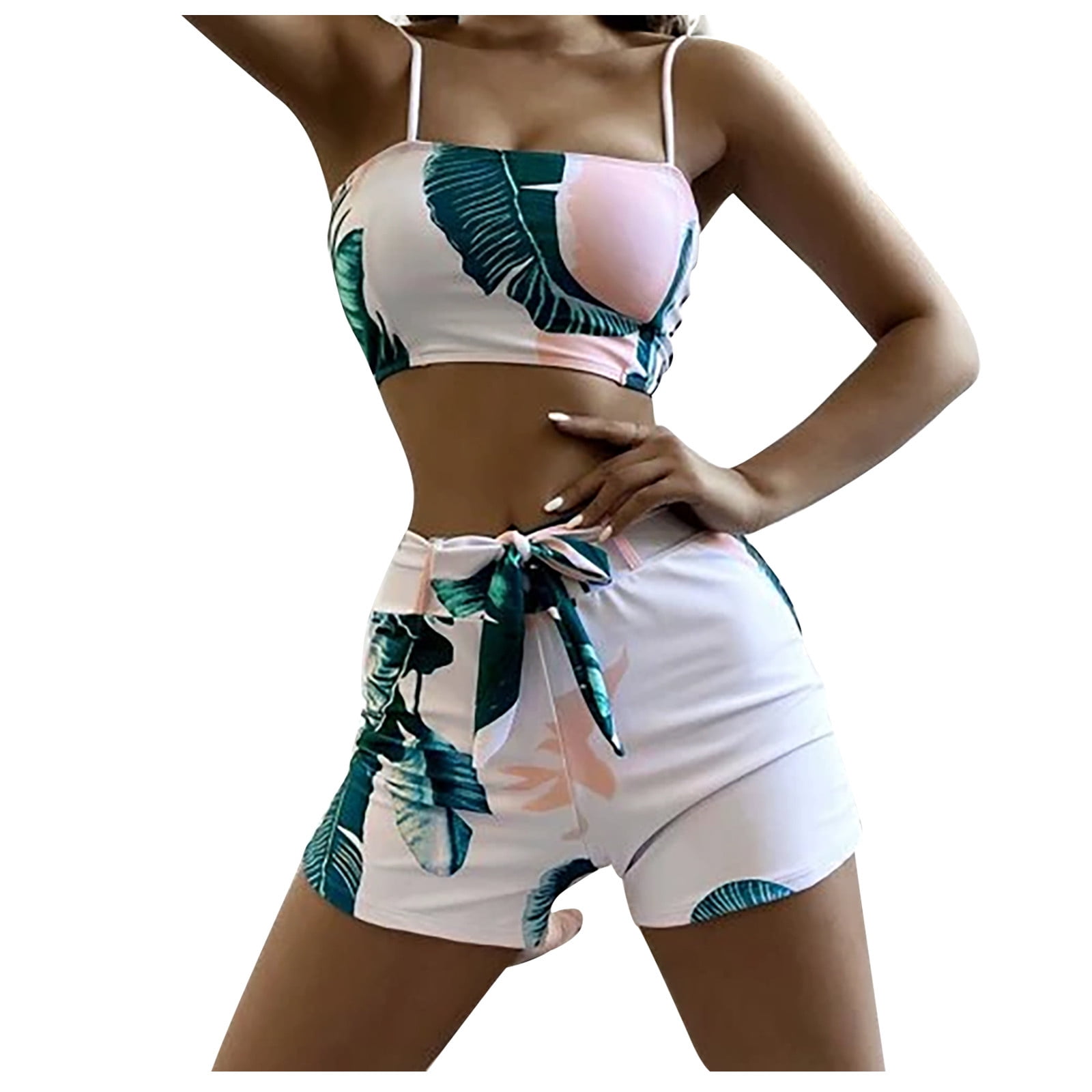 Cethrio Two Piece Bikini for Women Swimsuits Solid Strap Deep V
