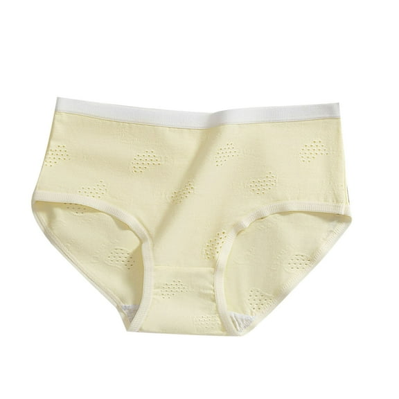 Cethrio Underwear for Girls, Breathable Mid Waist Cotton Soft Girls Briefs Panties Yellow Size 12-14 T