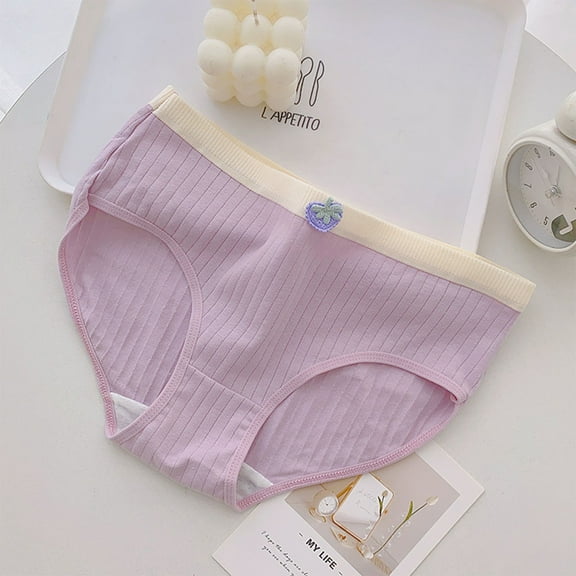 Cethrio Underwear for Girls, Cotton Breathable Mid Waist 2025 Girls Briefs Panties Purple Size 12-14 T