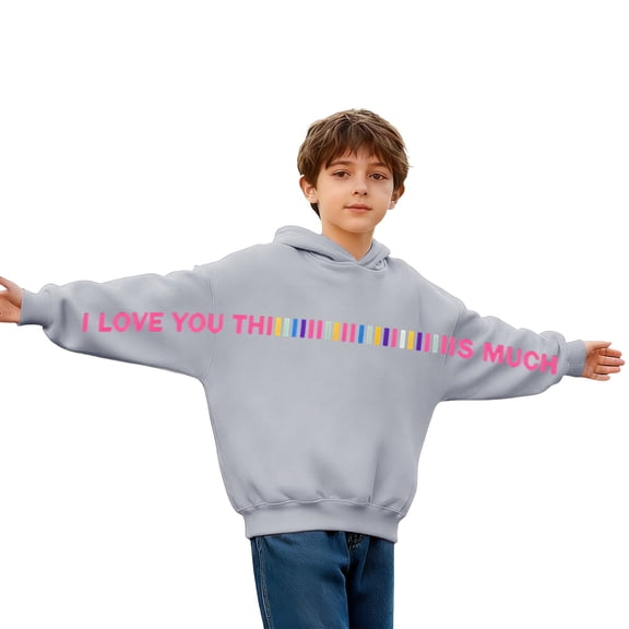 Cethrio Valentine's Day Hoodies for Boy Size 10-12, Long Sleeve Loose Fit Pullover Casual Boys Sweatshirts Gray