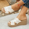 thumbnail image 1 of Cethrio Wedge Sandals for Women 2025, Slip On Open Toe Summer Holiday Womens Footwear White Size 7, 1 of 7