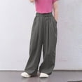 thumbnail image 1 of Cethrio Wide Leg Pants for Girls, Elastic Waist Thin Casual Loose Summer Pants Gray Size 7-8 T, 1 of 3