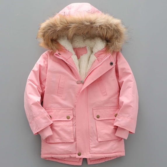 Piuwrlz Winter Baby Long Sleeve Outerwear Jacket for Toddler Boys Girls Coats Fashionable Plush Cotton Pink Size 9-10 Years