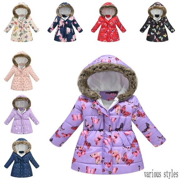 Piuwrlz Kids Puffer Coats Girls Winter Jackets with Hood Dark Blue Size 10 Years