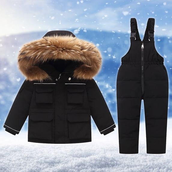 Piuwrlz Winter Toddler Jacket for Kids Boys Girls Long Sleeve Outerwear Coats Fashionable Plush Black Size 3 Years
