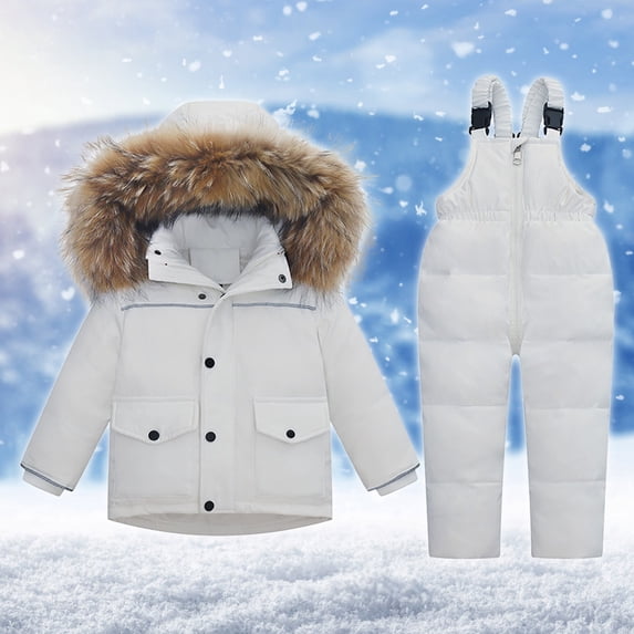 Piuwrlz Winter Toddler Jacket for Kids Boys Girls Long Sleeve Outerwear Coats Fashionable Plush White Size 3 Years
