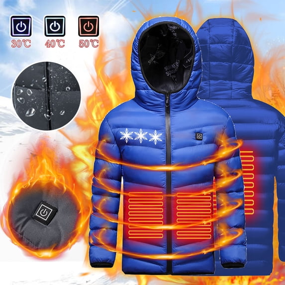 Piuwrlz Winter Toddler Jacket for Kids Boys Girls Long Sleeve Outerwear Coats Fashionable Printed Cotton Blue Size 6-7 Years