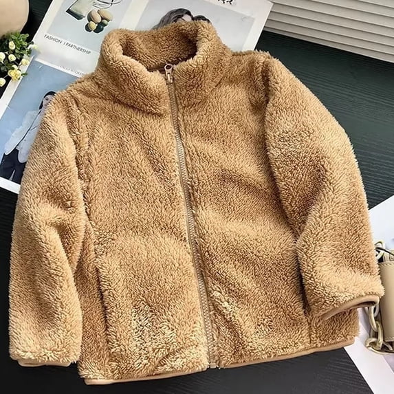 Piuwrlz Winter Toddler Jacket for Kids Boys Girls Long Sleeve Outerwear Coats Printed Solid Color Plush Yellow Size 2 Years