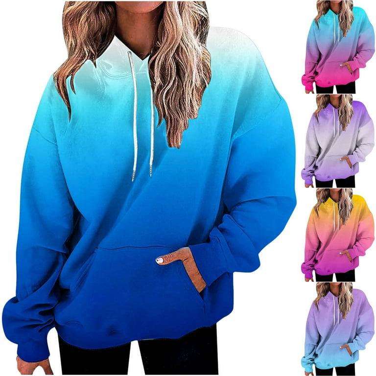 Cethrio Women's Soft Hoodie with Front Pockets- Fall and Winter Long Sleeve  Hoodies with Pockets Casual Hot Pink Womens Sweatshirts Top Size XL