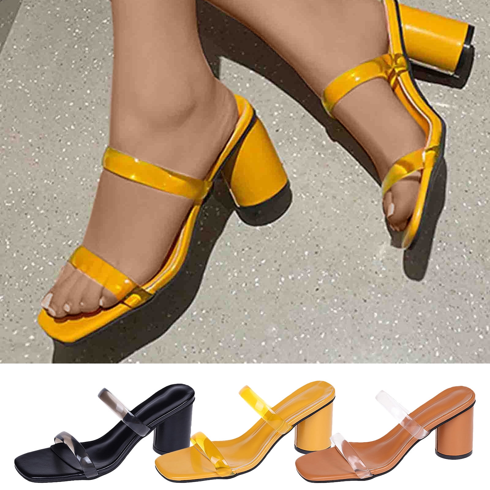 Yellow wide clearance width heels