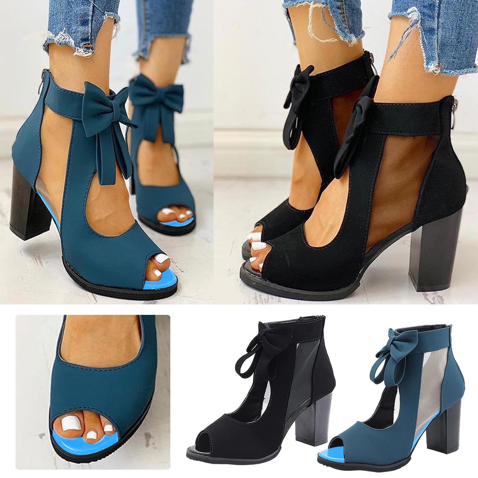Cethrio Women s Strappy Block Heel Sandals Wide Width on