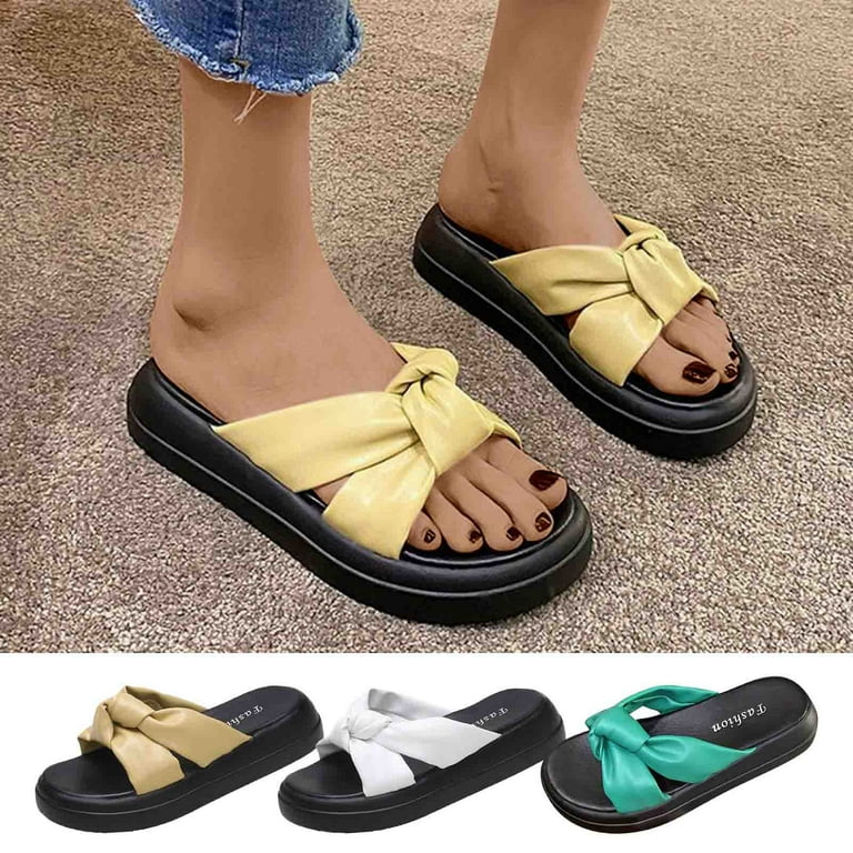 Cethrio Womens Comfortable Wedge Sandals- Slides Sandal Heel Wedge Heel  Wide Width on Clearance Green Dressy Sandals/ Slides Size 7