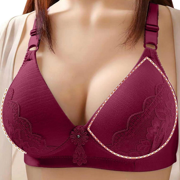 Cethrio Womens Push Up Bras Clearance Wirefree Bras Full Figure Bras Plus  Size Lingerie, Wine 40/90BC 