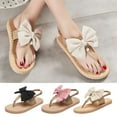 thumbnail image 1 of Cethrio Womens Summer Flats Sandals- Wide Width 2025 Flat Flip Flops Bow Pink Dressy Sandals/ Slides Size 8.5, 1 of 7
