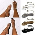thumbnail image 1 of Cethrio Womens Summer Flats Sandals- Wide Width 2025 Flat with Rhinestone Flip Flops Sling Gold Dressy Sandals/ Slides Size 9.5, 1 of 5