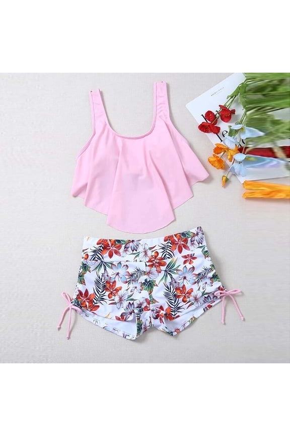Womens Swimsuit Sets, Sleeveless Quick Dry 2 Piece Summer Bathing Suits Pink Size L