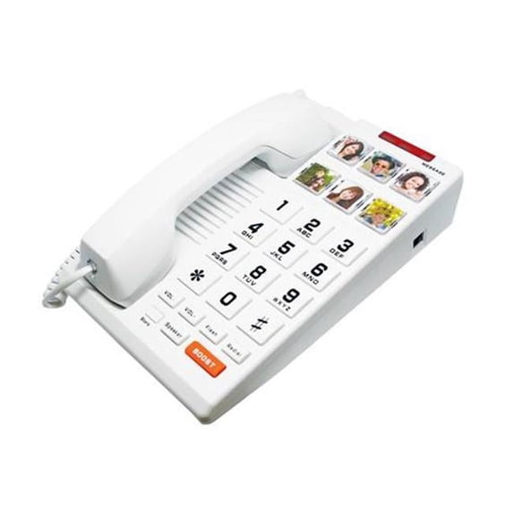 Cetis Big Button 6-Photo Analog Speakerphone, White