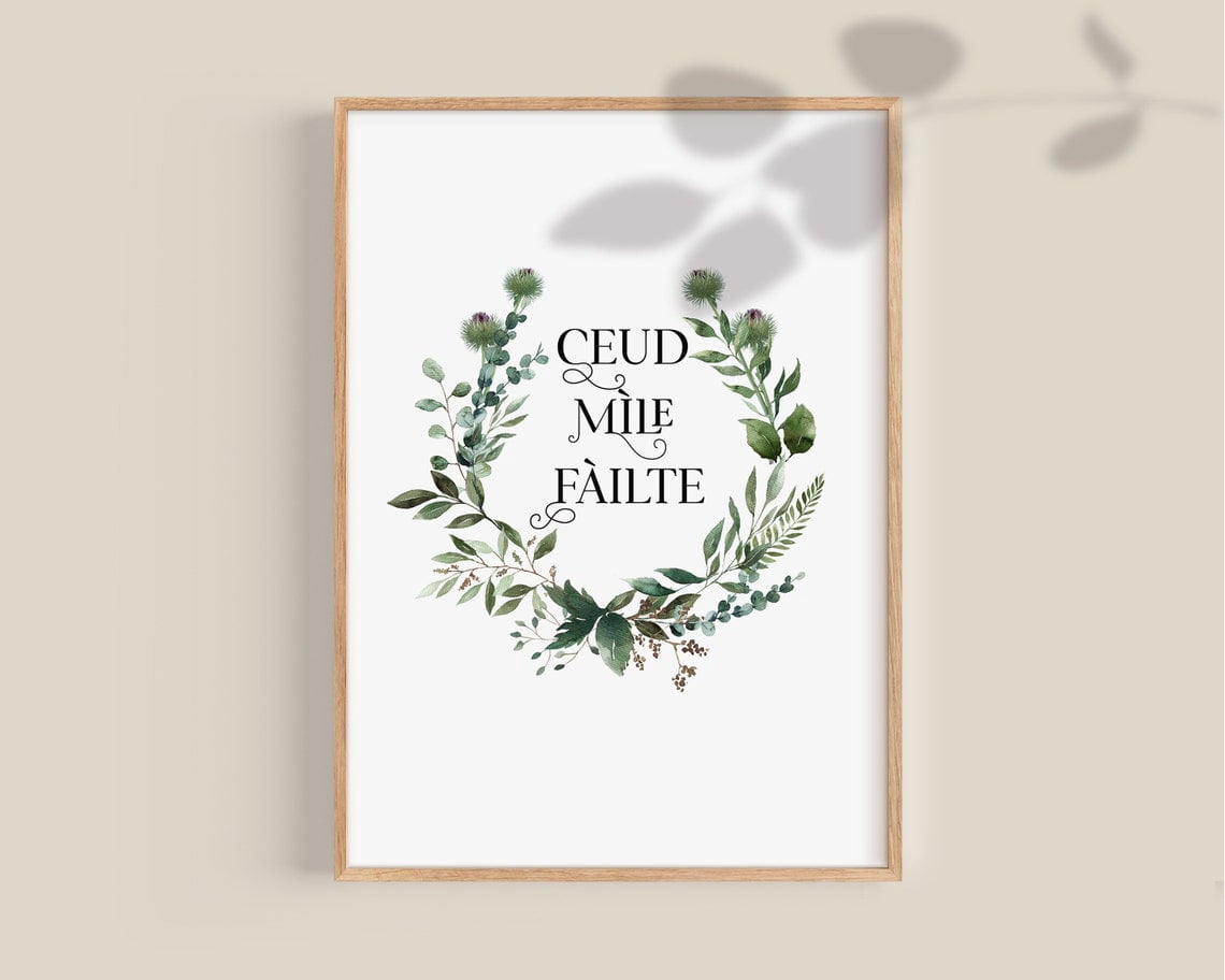 Ceud Míle Fáilte, Scottish Gaelic Poster, Scots Gaelic Wall Art ...