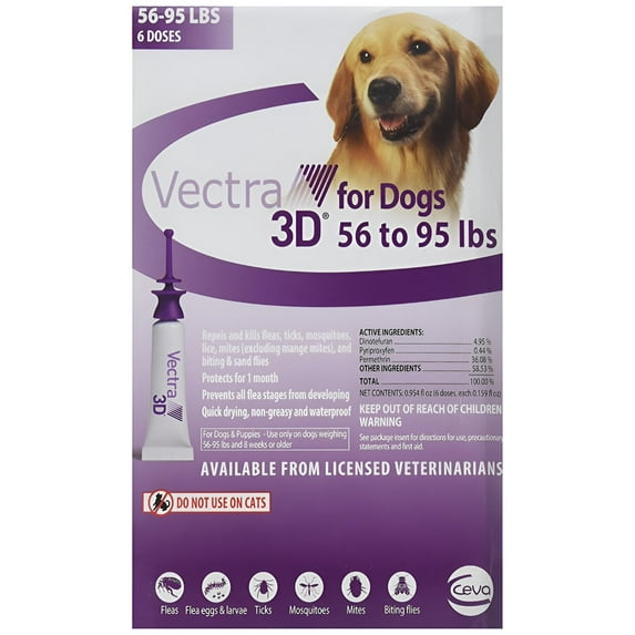 Ceva VECTRA 3D Large Dog 55lbs to 95lbs (6- Pack) Vectra 3D, Model Number: D73830D