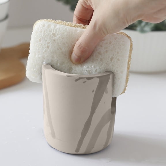 Cevemin 1 Pcs Ceramic Sponge Drainer Rack for Kitchen Sink - Soap and Cloth Storage Holder in Beige, Brown, Gray