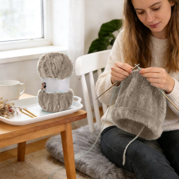 Cevemin 1 Pcs Faux Mink Furs Yarn Ball - Thick Cottons Knitting Yarn for Crochet and Knitting Projects, DIY Hats, Blankets, Scarves with Multiple Colors