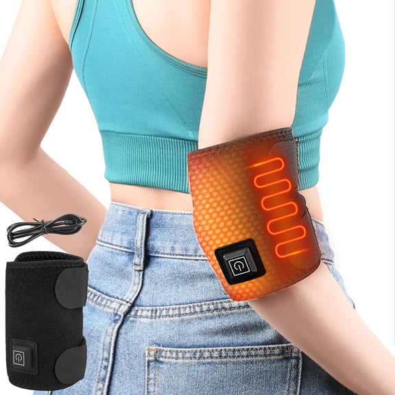 Cevemin 1 Pcs Heating Elbow Pads for Men and Women - Adjustable USB-Powered Warm Arm Sleeves with Three Heat Settings for Outdoor Activities Biking Skiing Travel