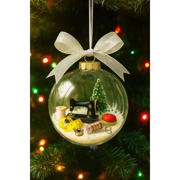 Cevemin 1 Pcs Holiday Sewing Snowball Ornament - Mini Sewing Tools and Christmas Tree Decoration for Xmas Tree Holiday Home Decor