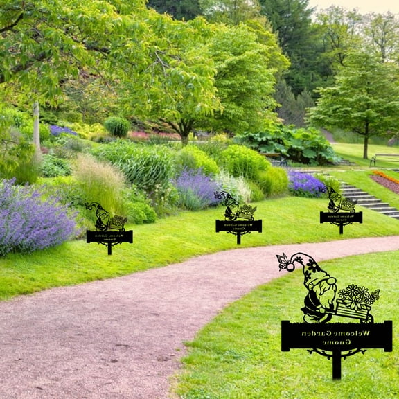 Cevemin 1 Pcs Metal Tree Gnome Decoration - Iron Galvanized Steel Garden Art Ornament for Outdoor Home Decor