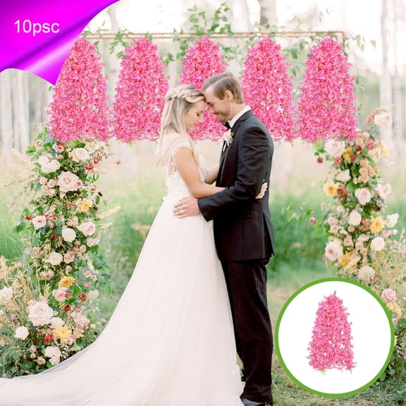 Cevemin 10 Pcs Artificial Lilac Flower Vines Strings - Hanging Ceiling Decor for Wedding Home Party Arch Decoration