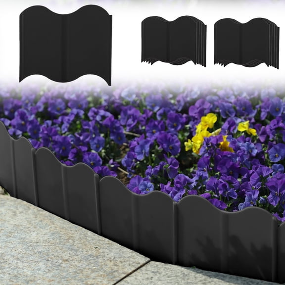 Cevemin 10 Pcs Garden Border Fence - Plastic Decorative Garden Edging for Flower Beds, Terraces, Walkways and Courtyards